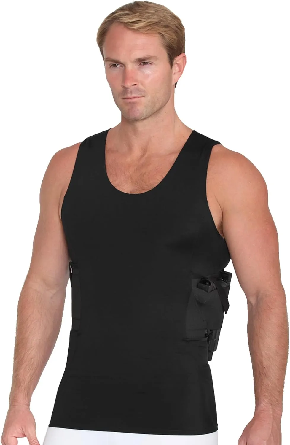 -Made in USA- Mens Concealed Carry Holster Slimming Compression Shapewear Under-Shirt Concealed Gun Holster