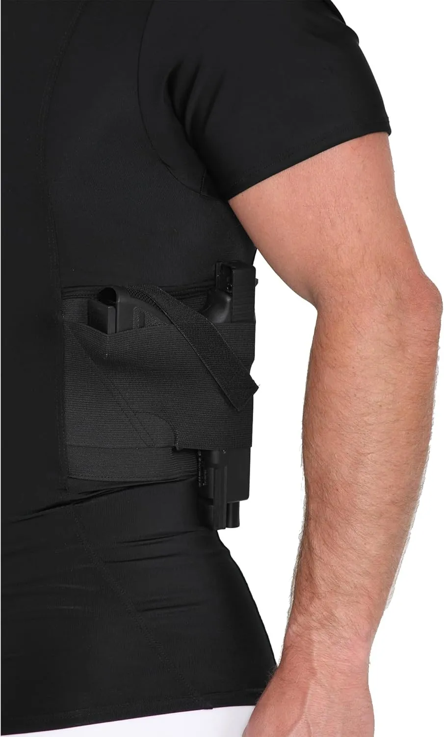 -Made in USA- Mens Concealed Carry Holster Slimming Compression Shapewear Under-Shirt Concealed Gun Holster