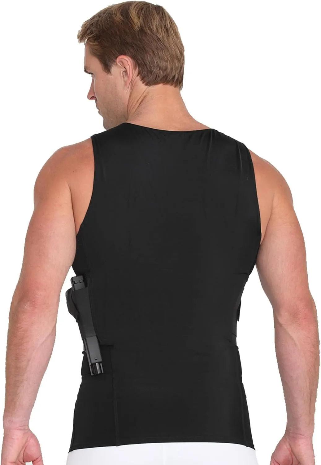 -Made in USA- Mens Concealed Carry Holster Slimming Compression Shapewear Under-Shirt Concealed Gun Holster