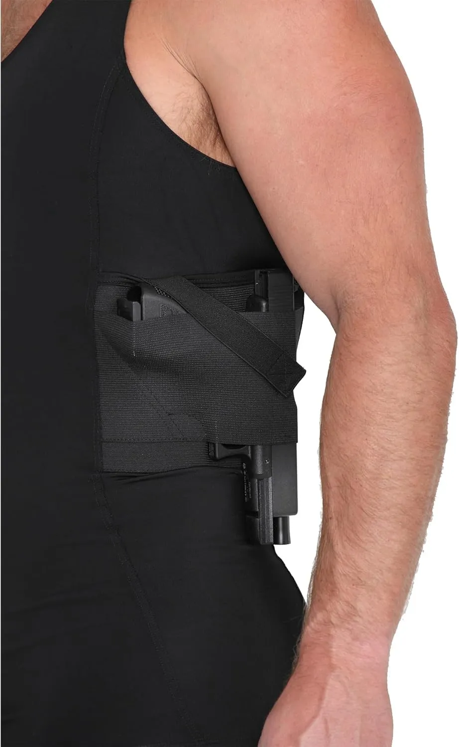 -Made in USA- Mens Concealed Carry Holster Slimming Compression Shapewear Under-Shirt Concealed Gun Holster