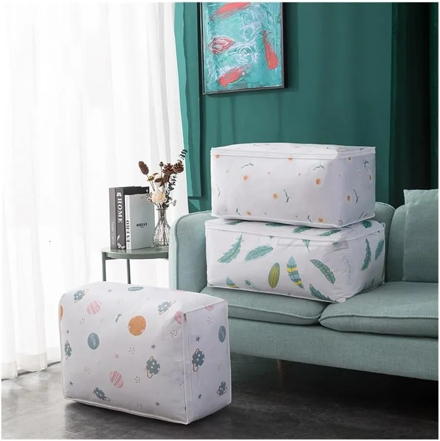 1-2Pcs Packing Bag Pouch Storage Organizer Waterproof Large Capacity Organizers For Room Moisture-proof Tote Home Organization(Feather,L 1PCS)