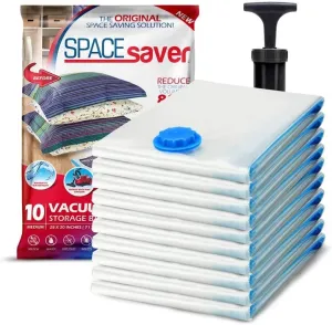10 Pack Medium Vacuum Storage Bags for Comforters, Blankets & Clothes – Vacuum Sealed Compression Bags with Hand Pump – Space Saver Storage Bags for Bedding, Moving, Travel & Organization