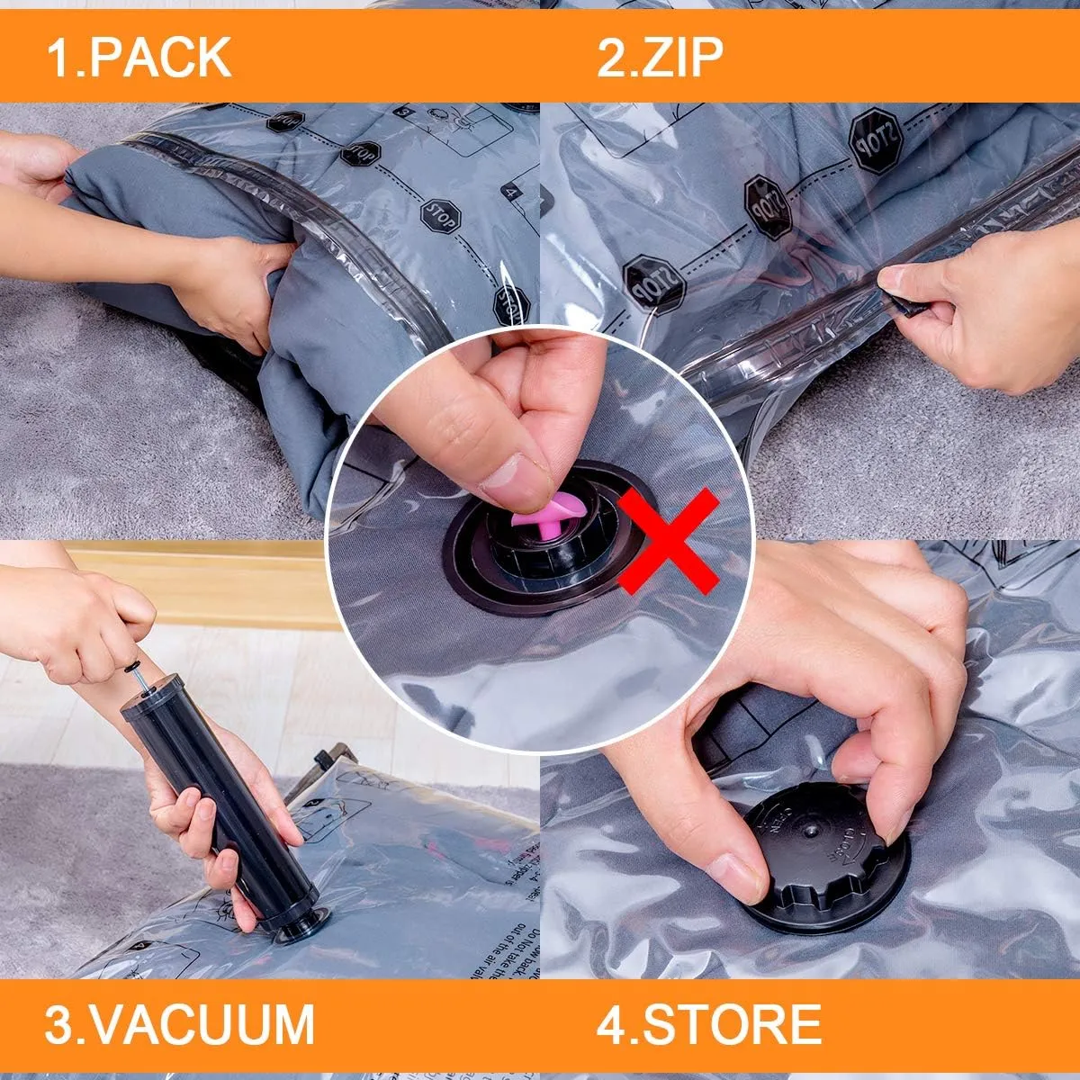 10 Pack Vacuum Storage Bags (5 x Large, 5 x Medium), Space Saver Sealer Compression Bags with Travel Hand Pump for Blankets, Comforters, Pillows, Clothes Storage