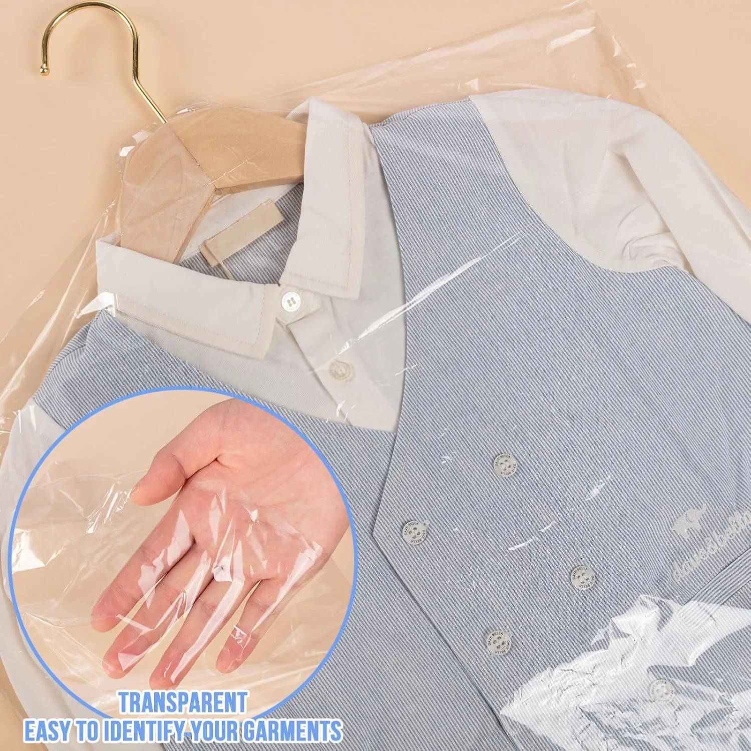 100 Pack Dry Cleaning Plastic Bags, Dry Cleaners Bags for Clothes, Clothes Covers for Home Storage, Travel, Moving (35.4 x 23.6 In)