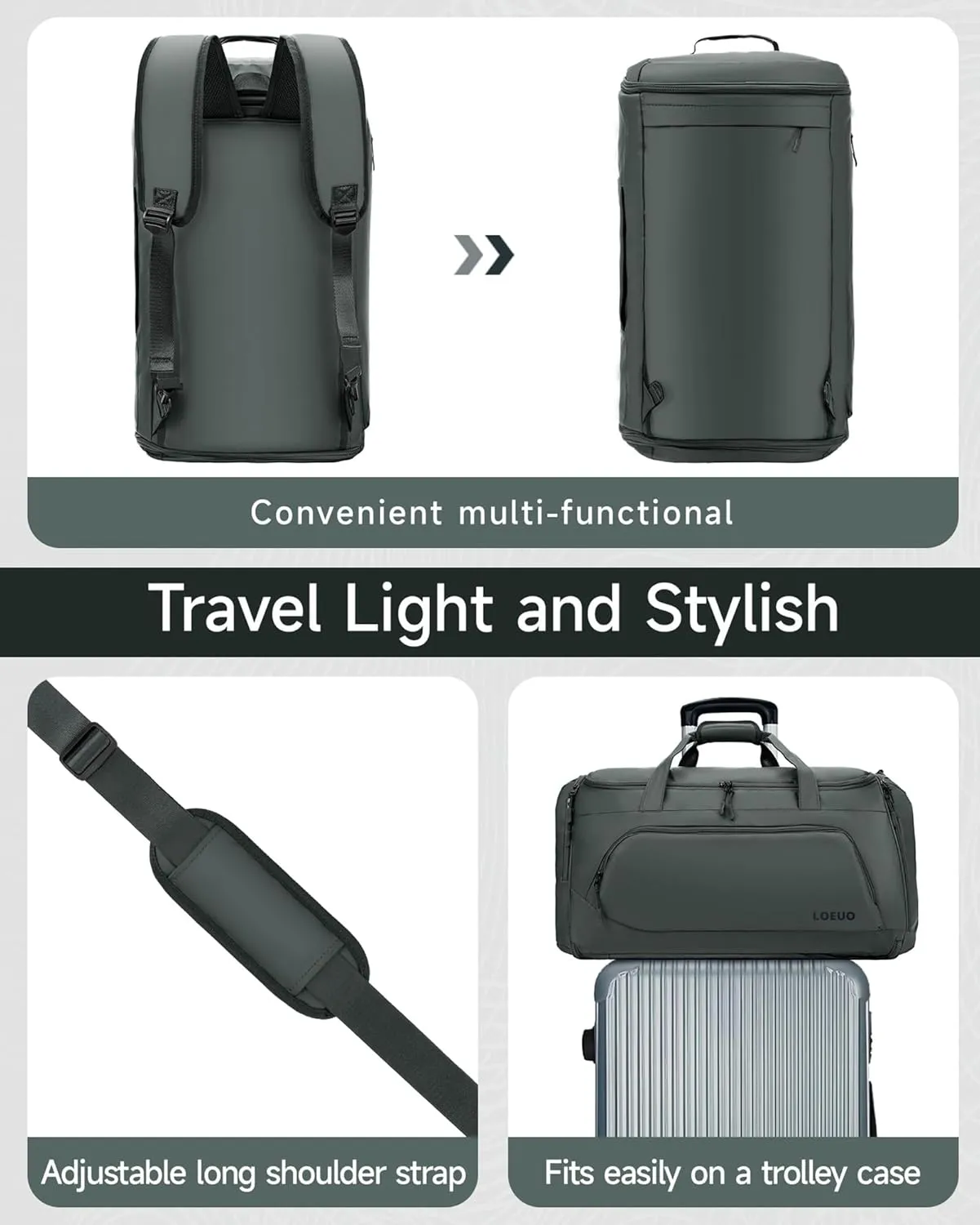 100% Waterproof Travel Garment Duffle Bags Combo Carry On for Women Men, Mens 3 In 1 Convertible Garment Bags for Travel with Shoe Compartment, High Capacity Folding Suit Bag Travel