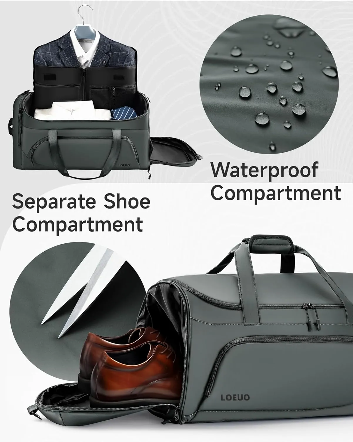 100% Waterproof Travel Garment Duffle Bags Combo Carry On for Women Men, Mens 3 In 1 Convertible Garment Bags for Travel with Shoe Compartment, High Capacity Folding Suit Bag Travel