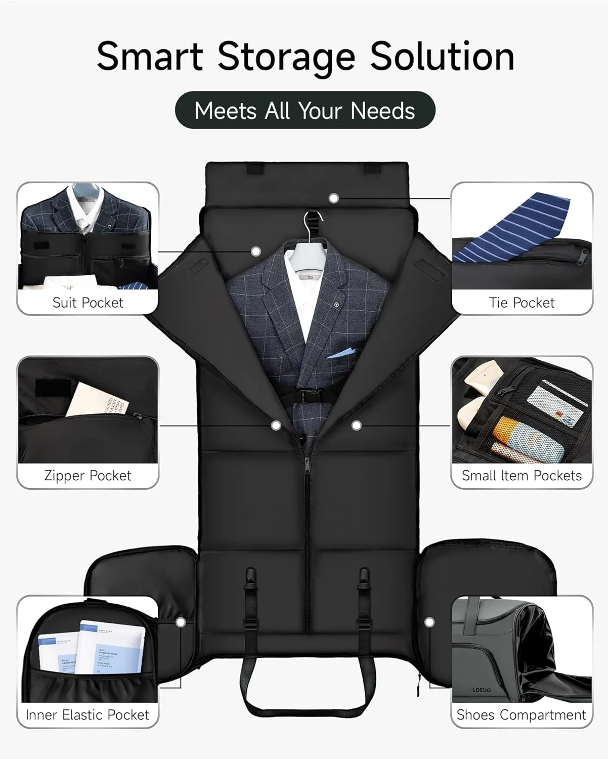 100% Waterproof Travel Garment Duffle Bags Combo Carry On for Women Men, Mens 3 In 1 Convertible Garment Bags for Travel with Shoe Compartment, High Capacity Folding Suit Bag Travel