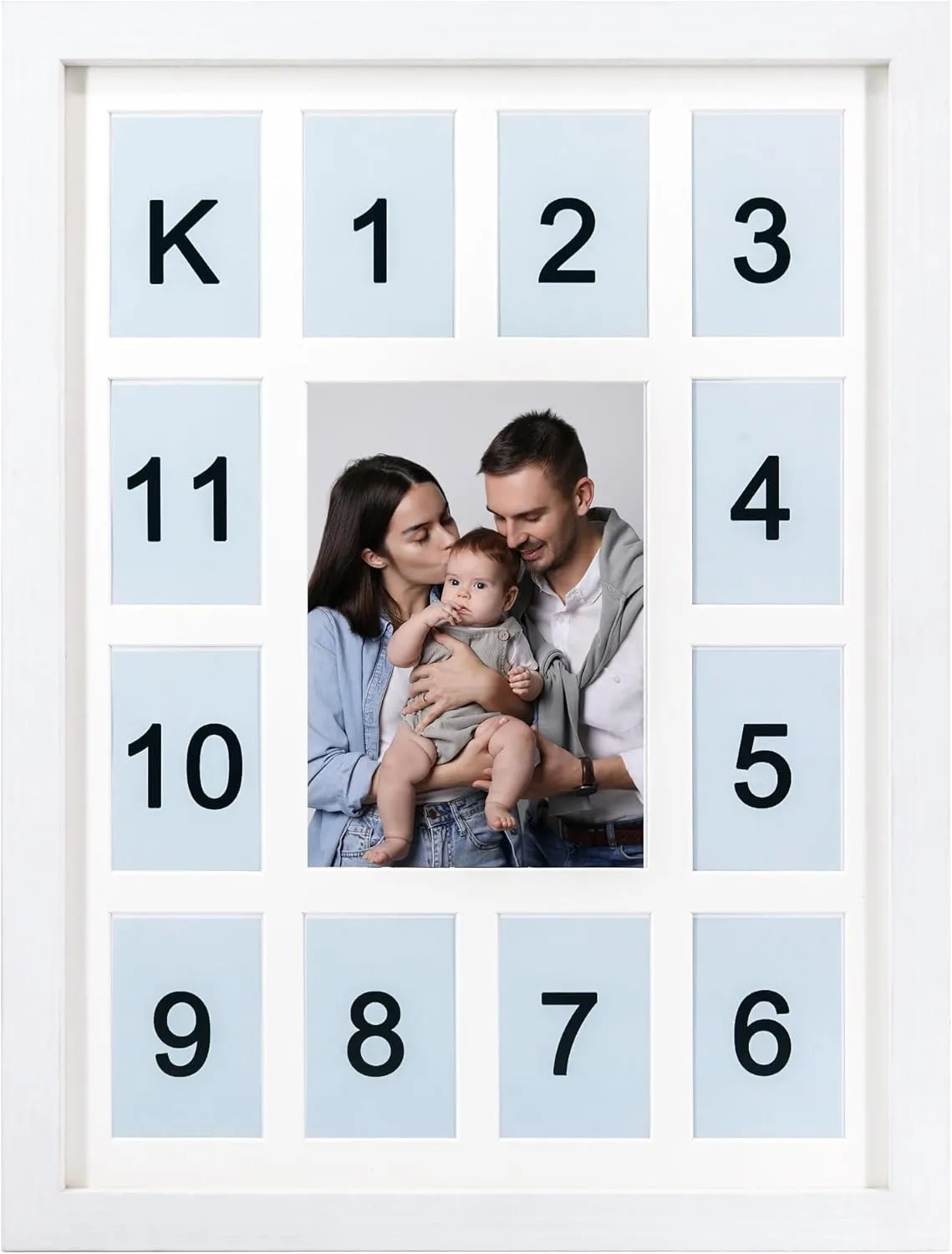 12 month photo frame,my first year photo board,K-12 Collage Photo Frame for Baby First Year Keepsake, 12x16 Multi Picture Frame-13 Opening,Great for Children's Photos, Portrait