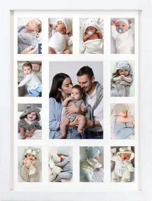 12 month photo frame,my first year photo board,K-12 Collage Photo Frame for Baby First Year Keepsake, 12x16 Multi Picture Frame-13 Opening,Great for Children's Photos, Portrait