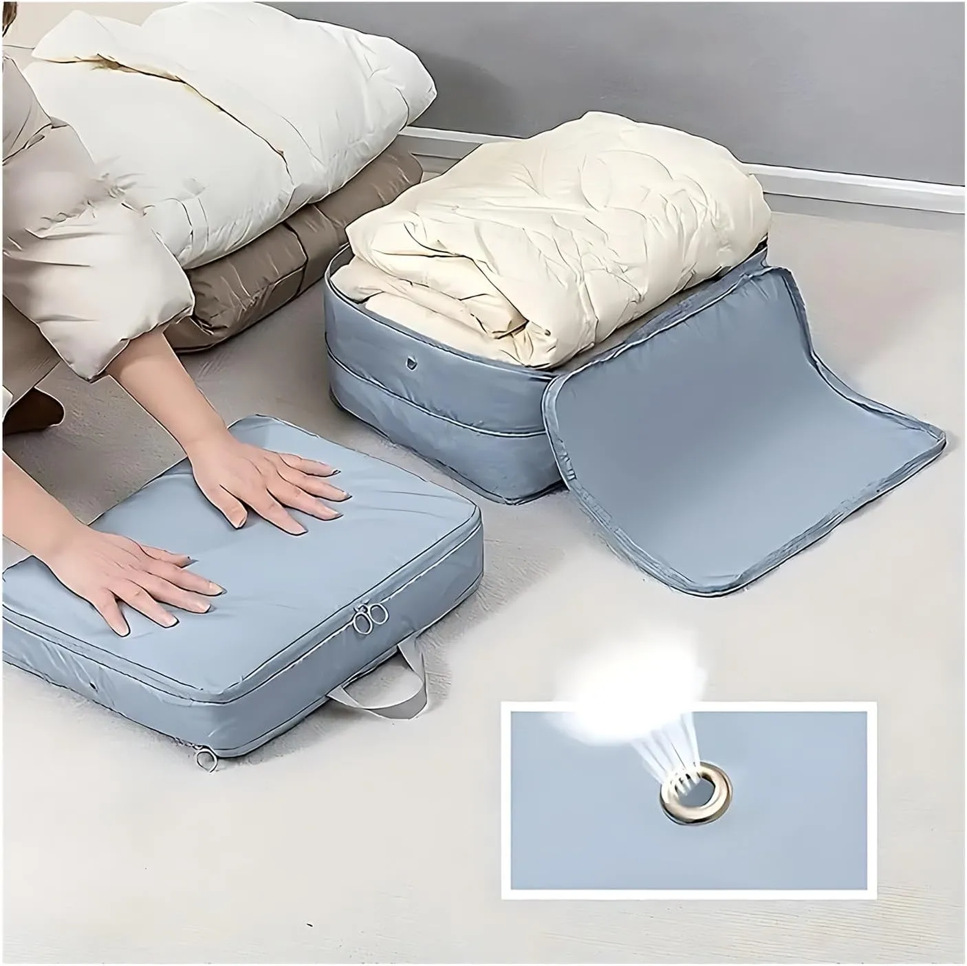 1/2/4PCS Foldable Compression Packing Bag Home Large Capacity Clothes Storage Bag Travel Portable Handheld Compression Bag(Grey-1PC,40X30X18cm)