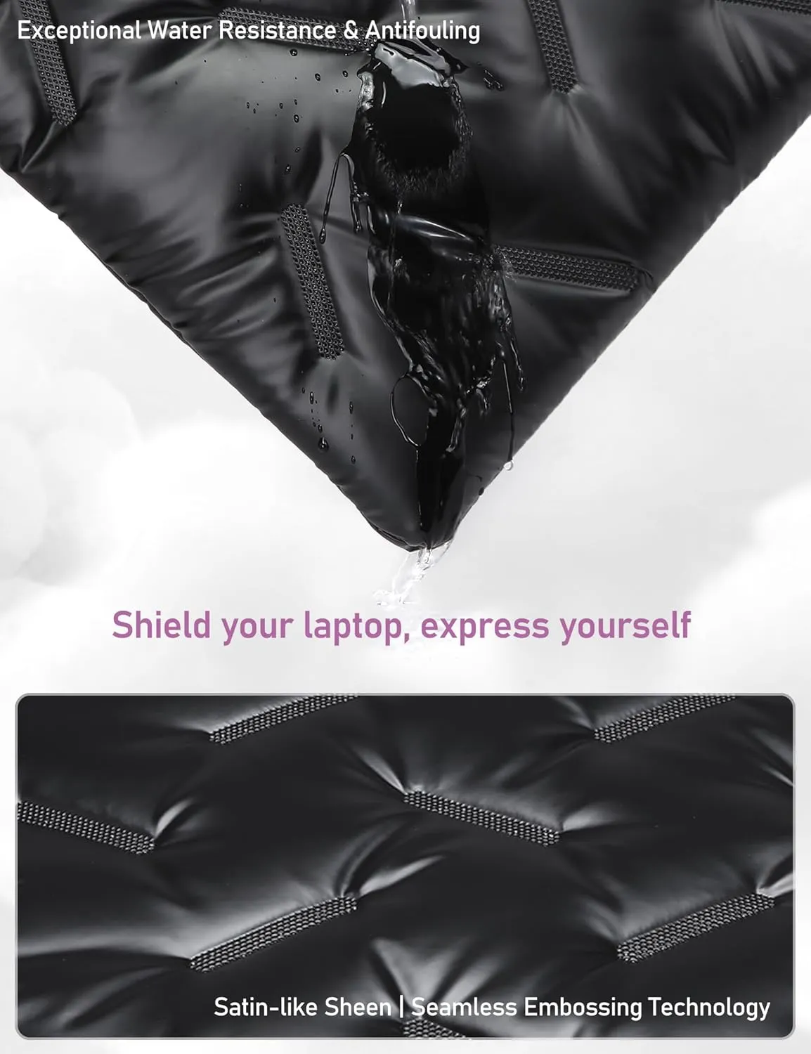 15-16 Inch Puffy Laptop Sleeve for Macbook Pro 16 M4/M3/M2/M1 Pro/Max 2024-2021, 15.6 inch Chromebook, ASUS Vivobook 16/15, 15.6 inch Dell Latitude, HP Pavilion 15, Meteorite Black