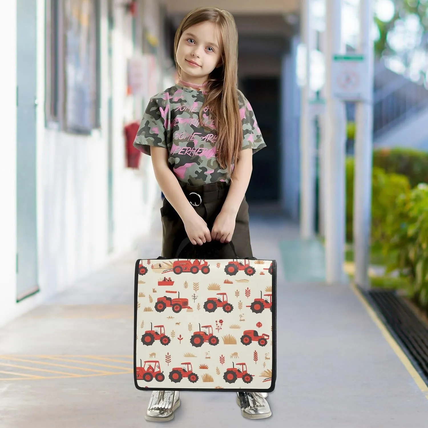 1.5 Inch 3 Rings Organizer Binder with Shoulder Strap & Handle for School and Office, Multiple Pockets, Red Old Wheeled