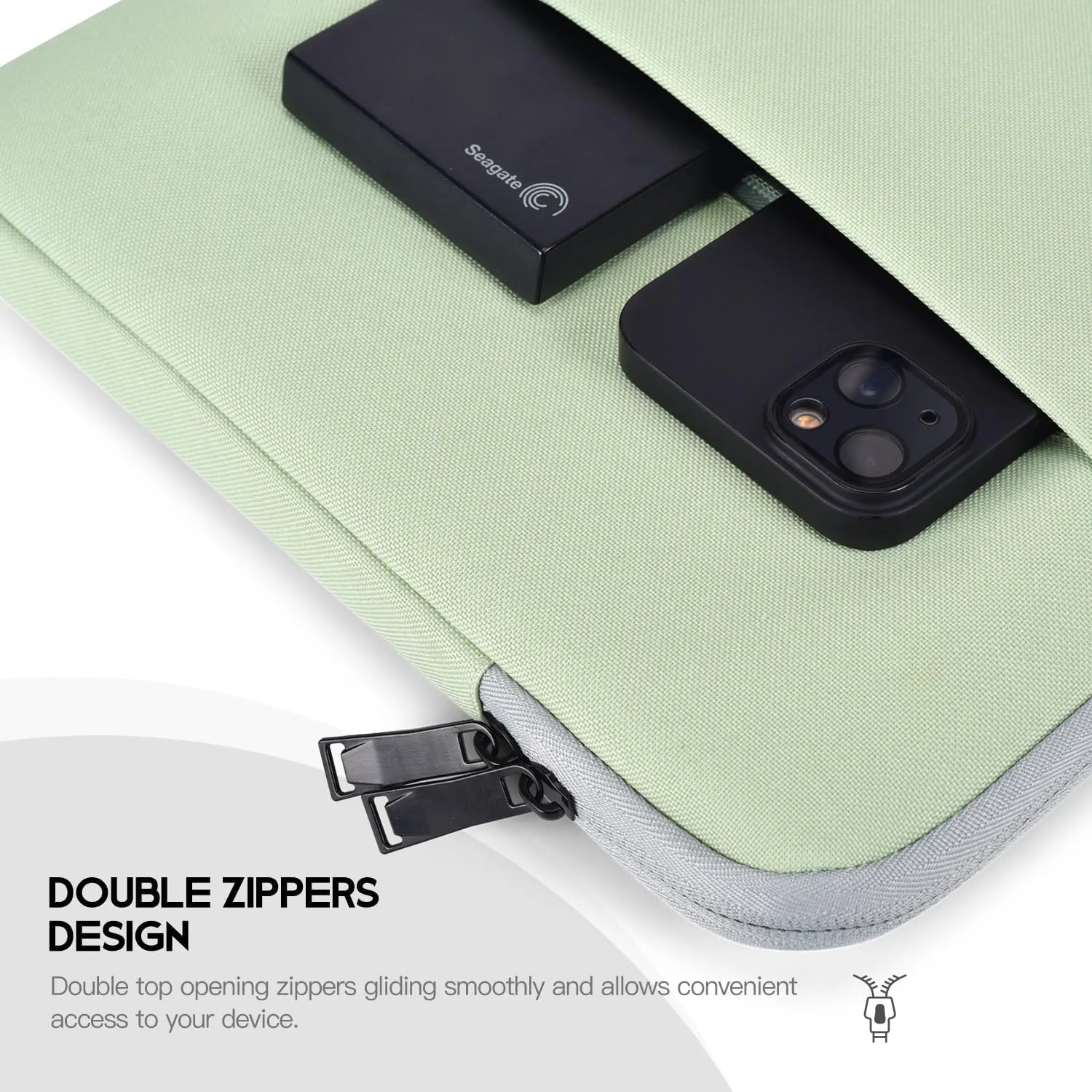 15 inch MacBook Air Sleeve, Padded Shockproof Travel Carrying Case for 2025-2023 MacBook Air 15 inch M4 M3 M2 Chip A3241 A3114 A2941 Water-Resistant Laptop Cover Slim Accessories Bag -Mint Green