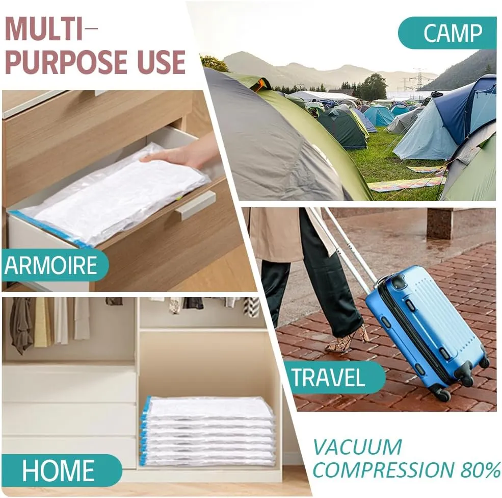 16 Pack Vacuum Storage Bags, Vacuum Seal Bags for Clothing, Comforters, Blankets, Space Saver Compression Bags with Hand Pump.(3×Jumbo, 3×Large, 3×Medium, 3×Small, 4×Roll)