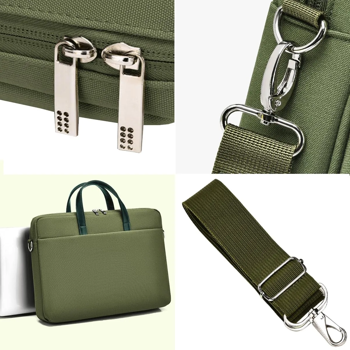 17.3 inch Laptop Sleeve Waterproof Laptop Shoulder Bag Computer Carrying Case Compatible with Lenovo Acer Dell HP 17 17.3 inch Notebook, ASUS TUF Gaming F17 17.3”/ Vivobook 17.3", Army Green
