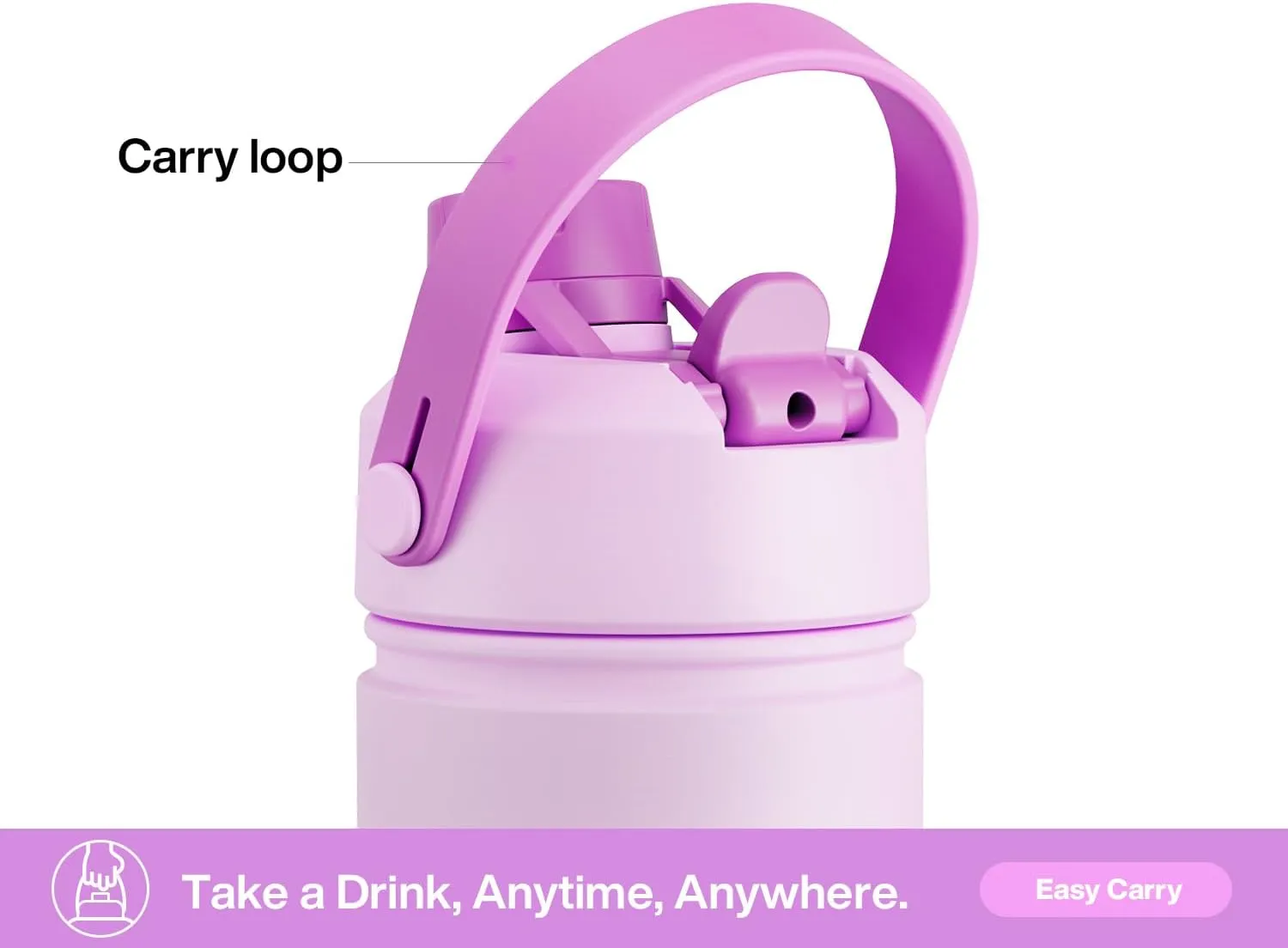 18 oz Insulated Water Bottle with 2-in-1 Straw and Spout Lid, Keep Cold 24H, Leak-Proof, Fits in Car Cup Holder, Stainless Steel Water Bottle for Sports, Travel, and School (Misty Lilac)