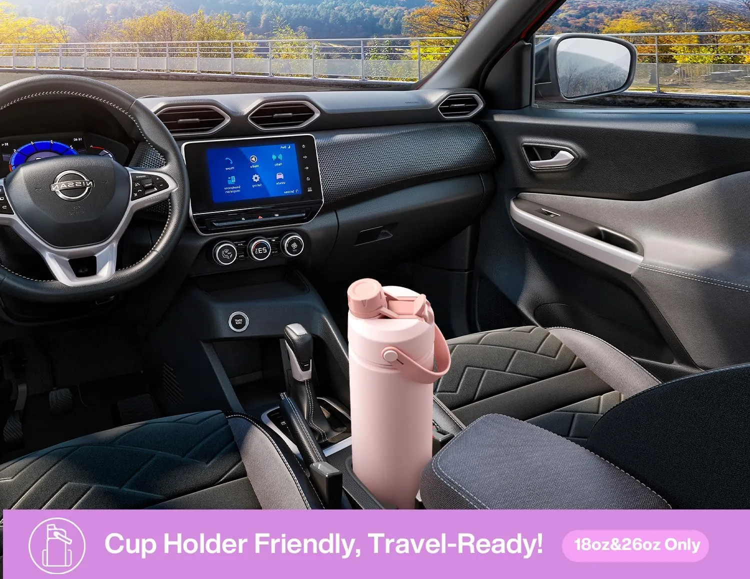 18 oz Insulated Water Bottle with 2-in-1 Straw and Spout Lid, Keep Cold 24H, Leak-Proof, Fits in Car Cup Holder, Stainless Steel Water Bottle for Sports, Travel, and School (Misty Lilac)