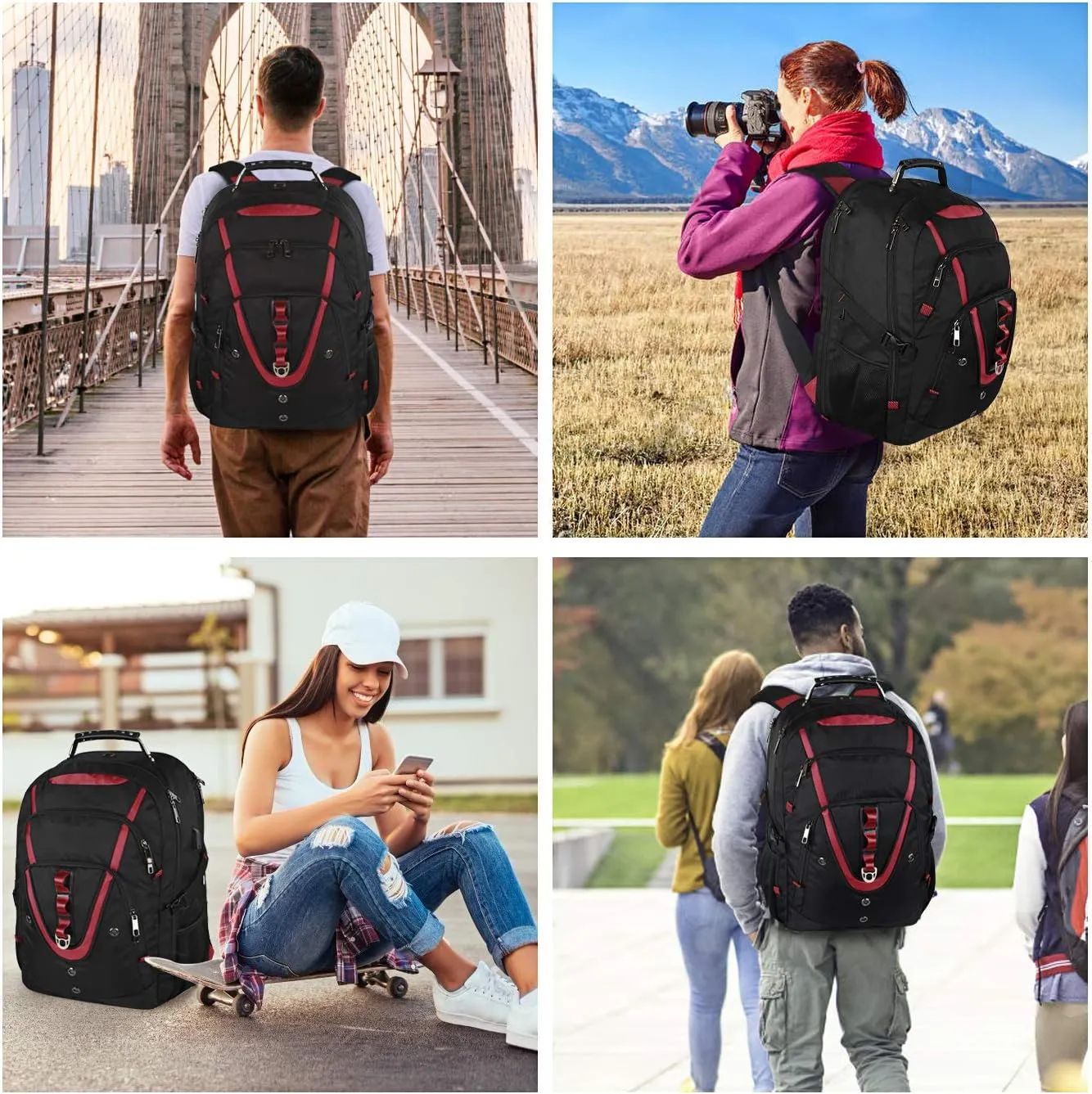 18.4 Inch Laptops Backpack, 55-60L Extra Large Travel Laptop Backpack with USB Charging Port, TSA Friendly Flight Approved and RFID Anti-Theft Pocket, Water Resistant Suiltable for Large Gaming Laptop