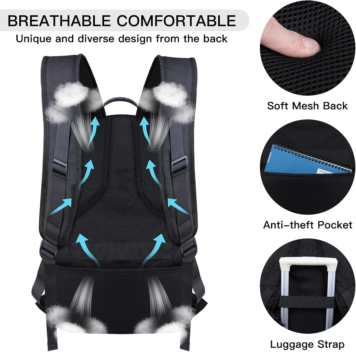 18.4 Inch Travel Laptop Backpack,Extra Large Backpack, Laptop Backpack for Men, 55L Water Resistant TSA Airline Approved Business Work College School Computer Bag with USB Port