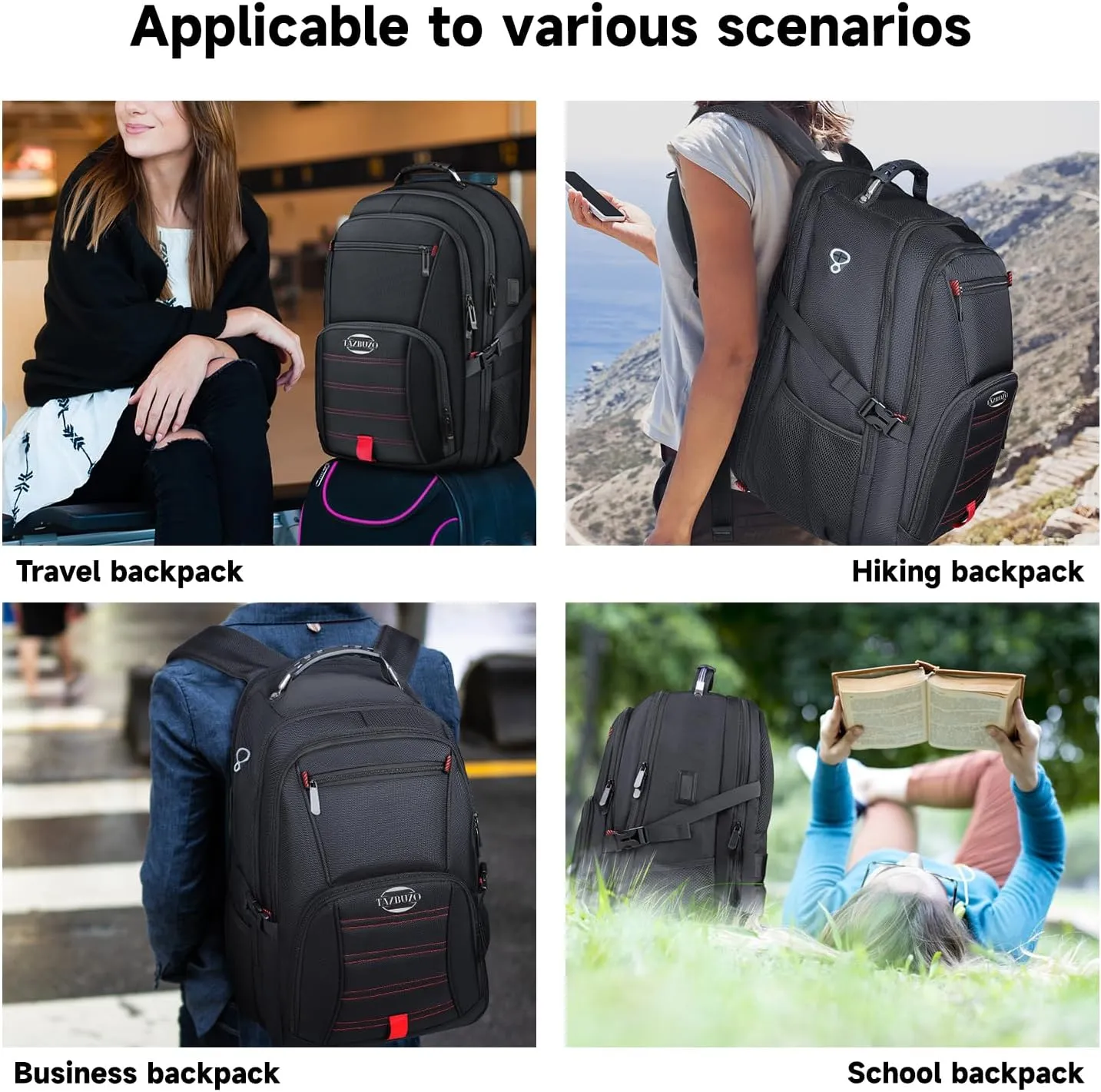 18.4 Inch Travel Laptop Backpack,Extra Large Backpack, Laptop Backpack for Men, 55L Water Resistant TSA Airline Approved Business Work College School Computer Bag with USB Port