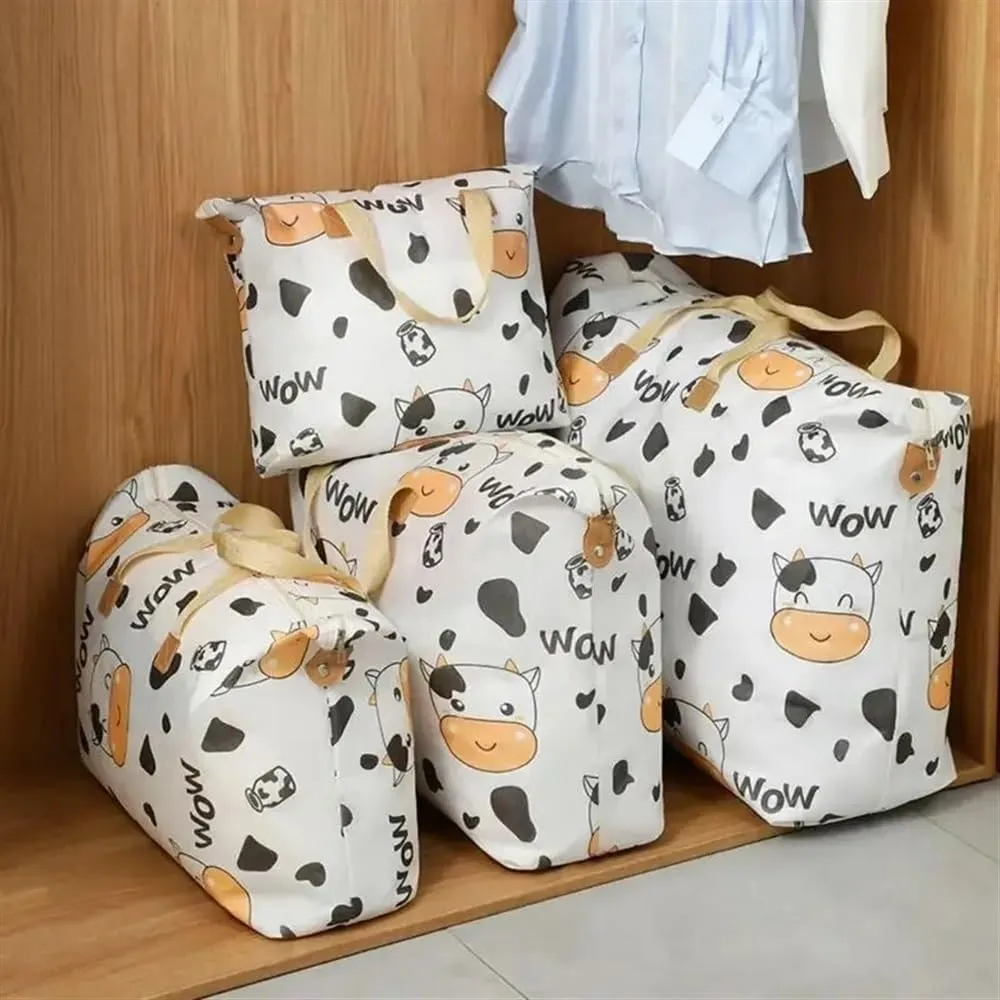 1pc Print Zipper Quilt Storage Bag Zipper Large Capacity Packing Bag Double Handle Moisture-proof Clothes Quilt Storage Bag(1pc Pineapple,80x27x56cm)