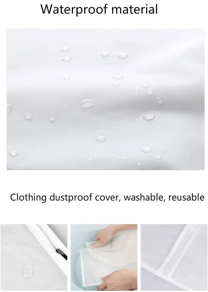 2 Pack Waterproof See-Through Garment Bag Clothes Cover Bag Duster Frosted Dress Top Organizer Zip Up Frameless Suit Protector with Magic Tap …