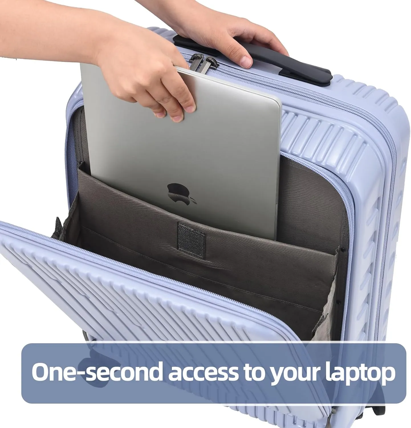 2 Pieces 20/29 Luggage Sets, 20 Inch Cabin Luggage with Front Pocket & 29 Inch Side Opening Suitcase, Ligthweight ABS PC Hardshell, TSA Lock with HINOMOTO 360° Wheels, Lilac Purple