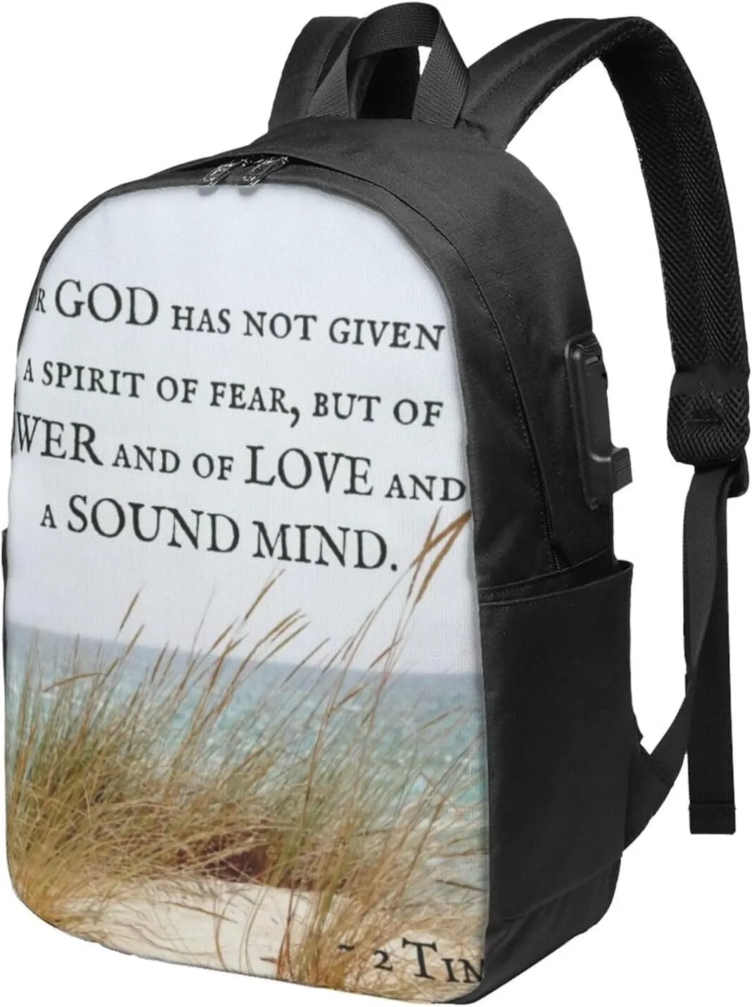 2 Timothy 1 7 God Has Not Given A Spirit Of Fear Ergonomic Travel Laptop Backpack - Fashionable Usb Charging Men'S And Women'S Backpack, Work Gift, Leisure Day Bag