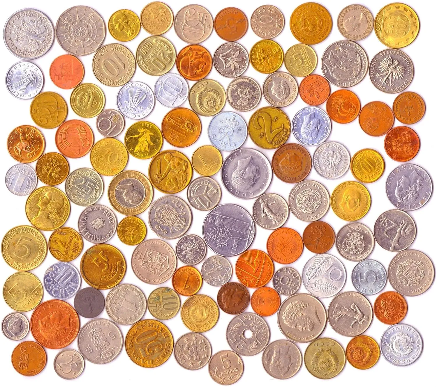 20 Different Coins from Unique Countries Around The World Including A Coin Bag Small Purse!