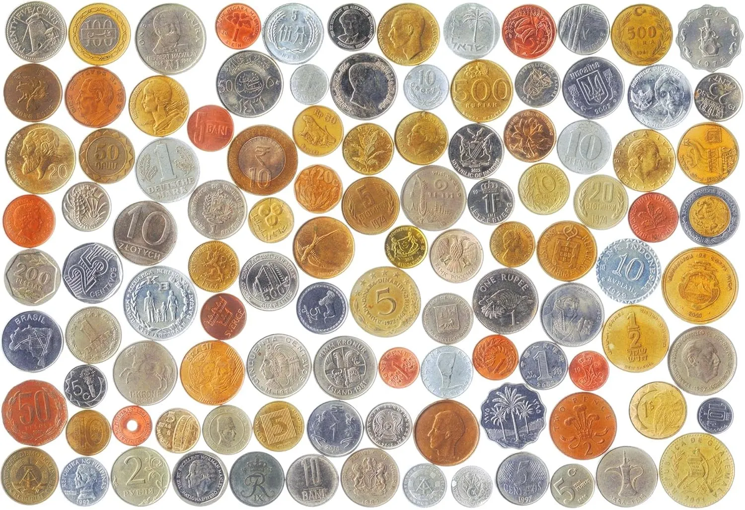 20 Different Coins from Unique Countries Around The World Including A Coin Bag Small Purse!
