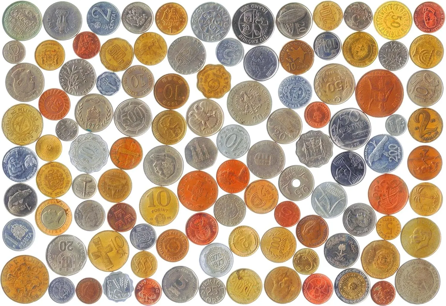 20 Different Coins from Unique Countries Around The World Including A Coin Bag Small Purse!