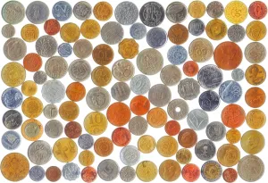 20 Different Coins from Unique Countries Around The World Including A Coin Bag Small Purse!