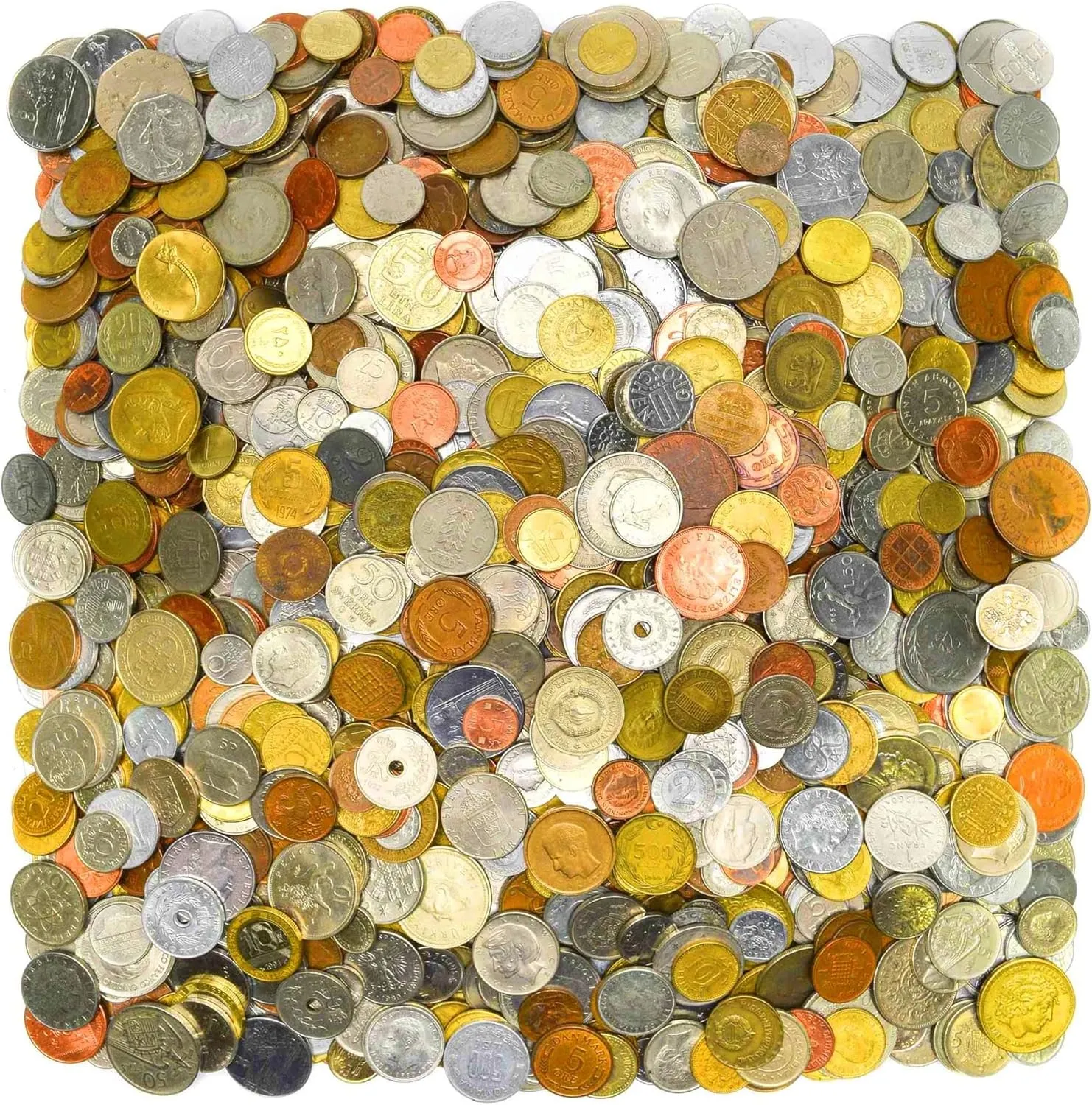 20 Different Coins from Unique Countries Around The World Including A Coin Bag Small Purse!