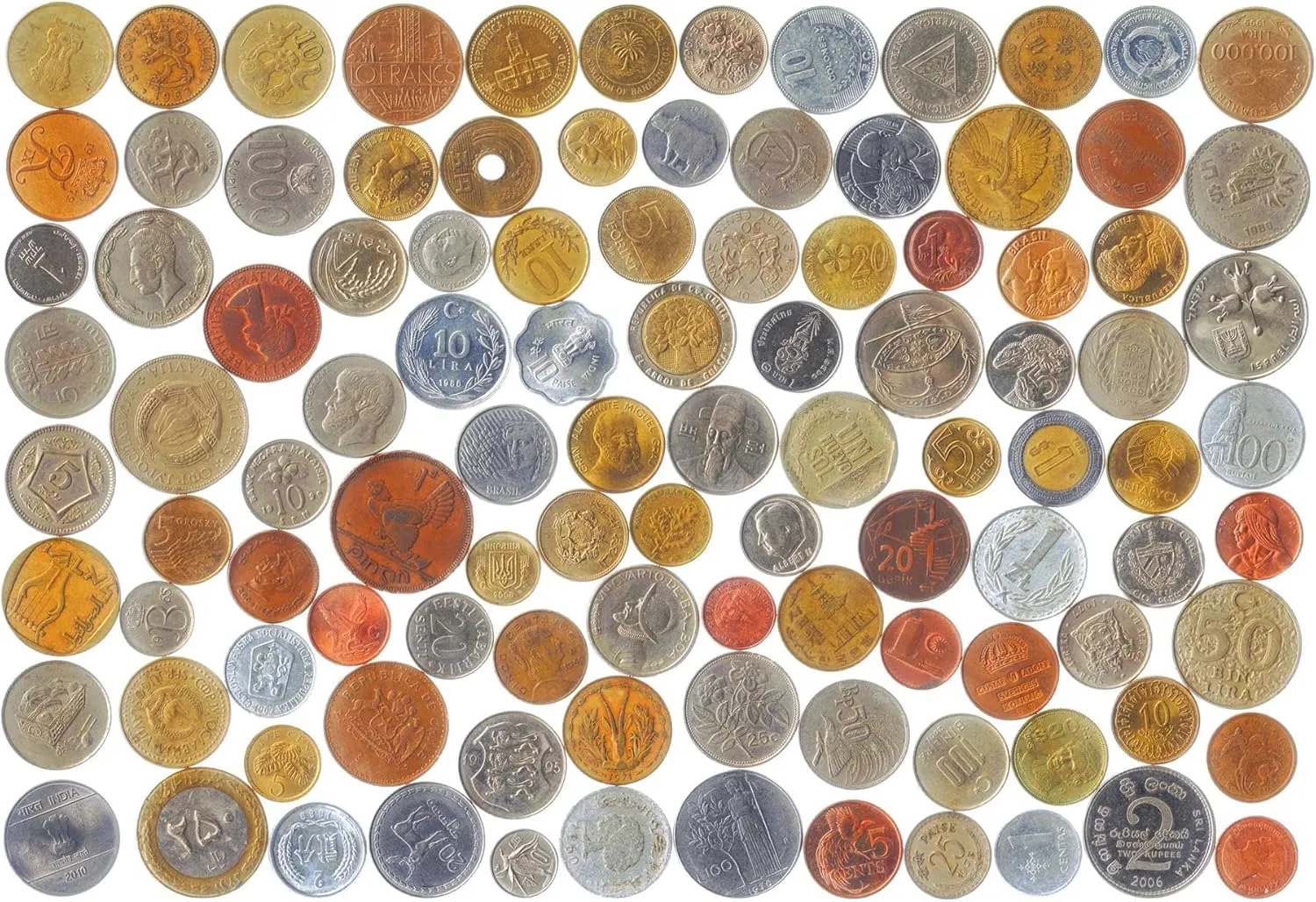 20 Different Coins from Unique Countries Around The World Including A Coin Bag Small Purse!
