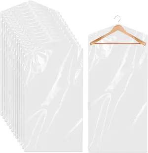 20 Pack Plastic Garment Bags Clear Dress Covers for Hanging Transparent Dry Cleaning Bags Dust-proof Garment Covers for Dry Cleaner, Home Storage, Travel (23.6 x 51.2 Inch)