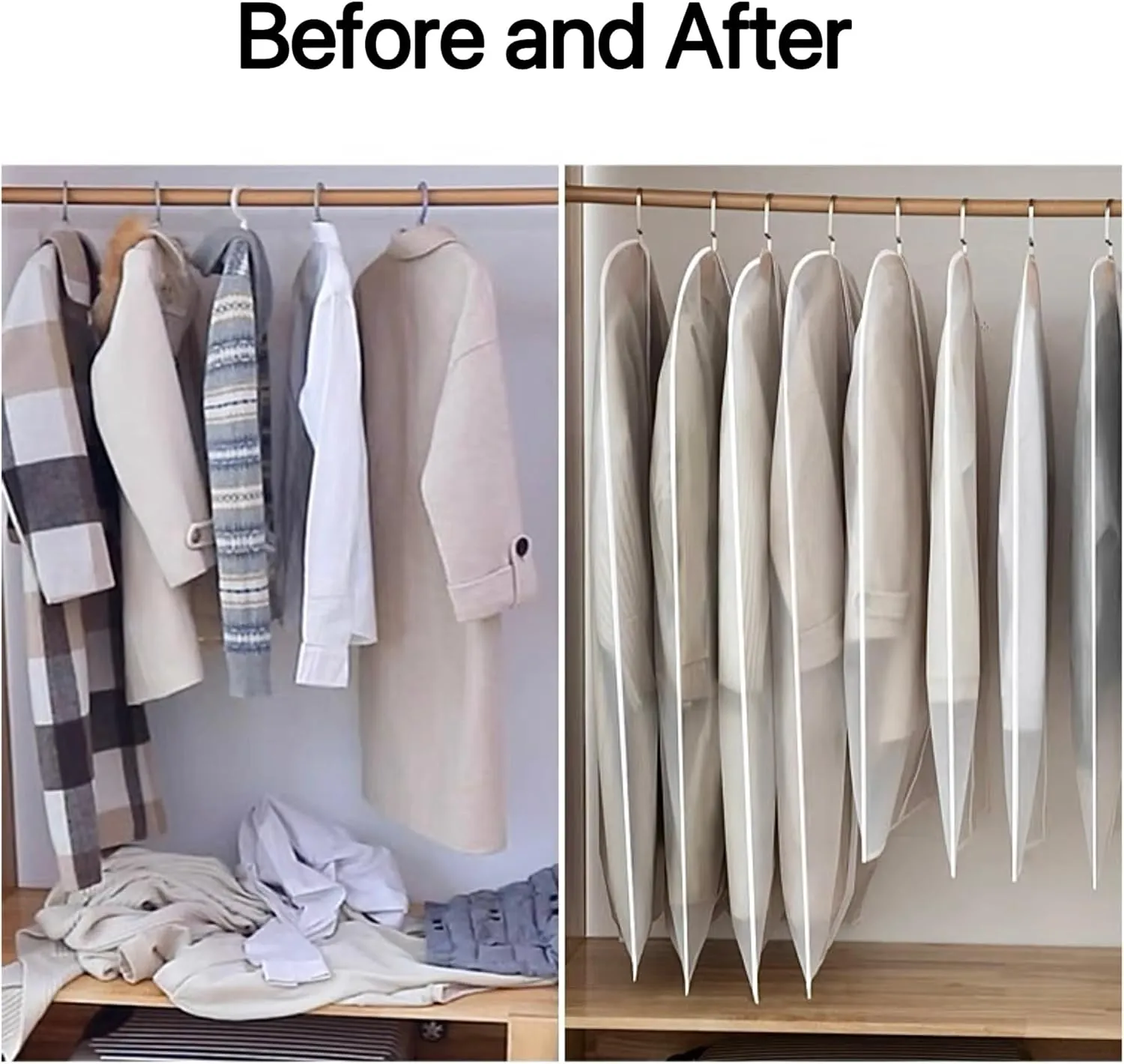 20 Pack Small Size Clear Garment Bags for Hanging Clothes with Full Zipper for Closet Storage, Clothes Cover For Hanging, Wardrobe Bags for Hanging Clothes.(100 x 60CMx 10P)