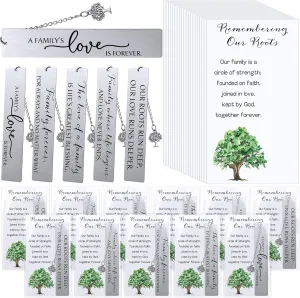 20 Set Family Reunion Party Favors 5 Style Metal Bookmark with Family Tree Pendent Family Reunion Bookmarks Remembering Our Roots Cards with Bags for Family Gathering Guests Book Lovers