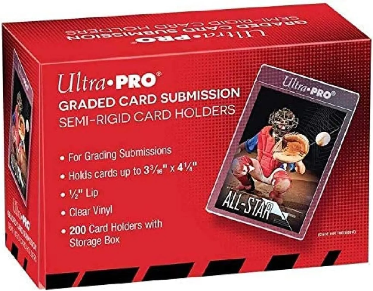 200 Ultra Pro Graded Card Submission Semi Rigid 1/2" Lip Tall Sleeves with Storage Box