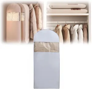 2025 Space Saving Hanging Garment Bag with Self Compression Zipper, Coat Storage Bag Hanging, Space Saver Coat Storage Bags,Dust Cover Clothes Bags for down Coats (Grey,X-Large)