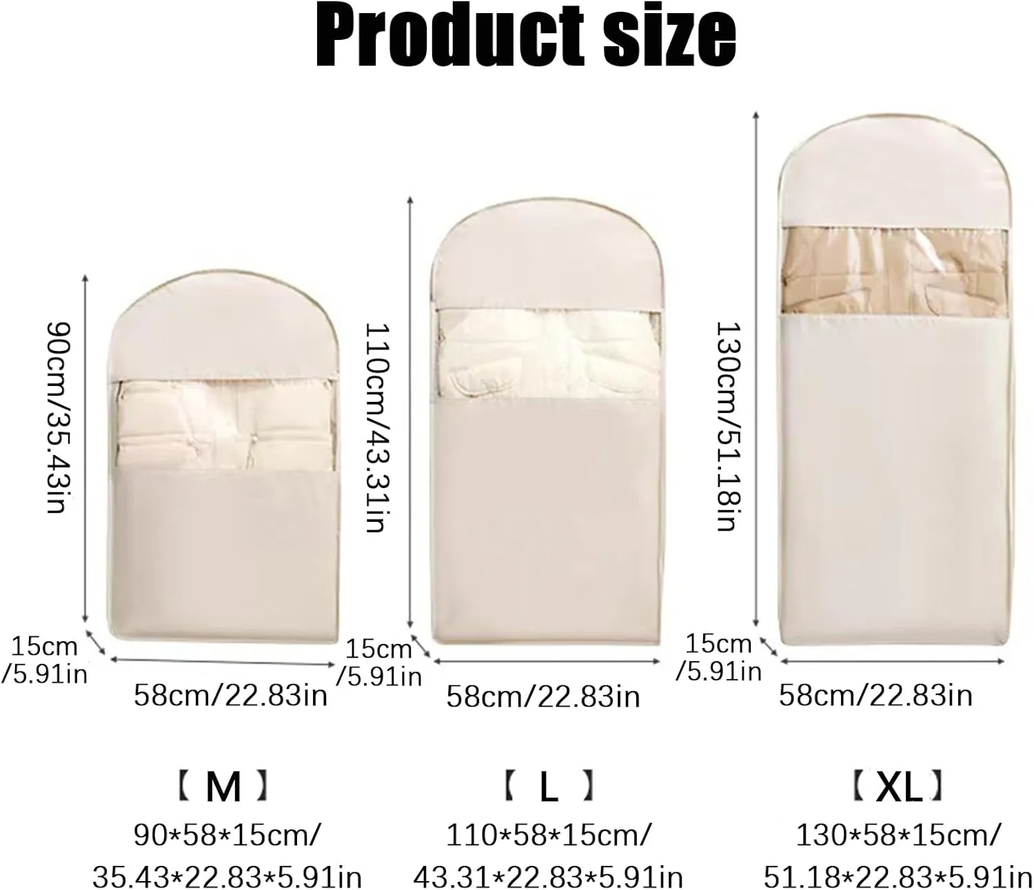 2025 Space Saving Hanging Garment Bag with Self Compression Zipper,Otherwise Garment Bag, Garment Bags for Travel,35/43/51in Garment Bags for Hanging Clothes, Coats, Jackets, Shirts (Beige, L)