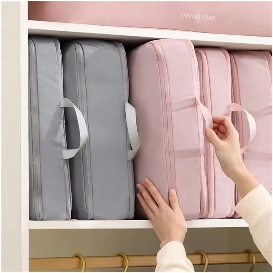 2PCS Large Capacity Portable Travel Storage Bag Clothes Quilt Storage Compression Bag Waterproof Down Jacket Clothes Organiser(Black,40x30x18cm)