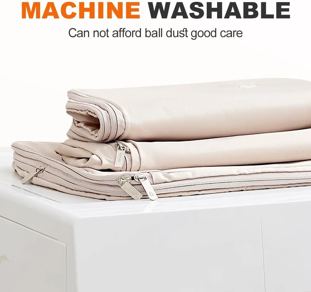 3 PCS 2025 Space Saving Hanging Garment Bag with Self Compression Zipper,Garment Bags for Hanging Clothes,Hanging Vacuum Storage Sealer Bags for Travel,Closet Organizer(Oatmeal, M)