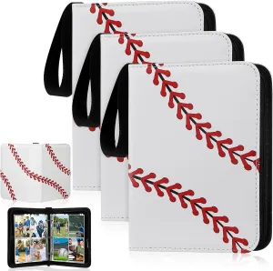 3 Pcs Baseball Card Binder 120 Pockets Sports Trading Card Binder with Sleeves Albums Collectible Fits with 30 Removable Sleeves