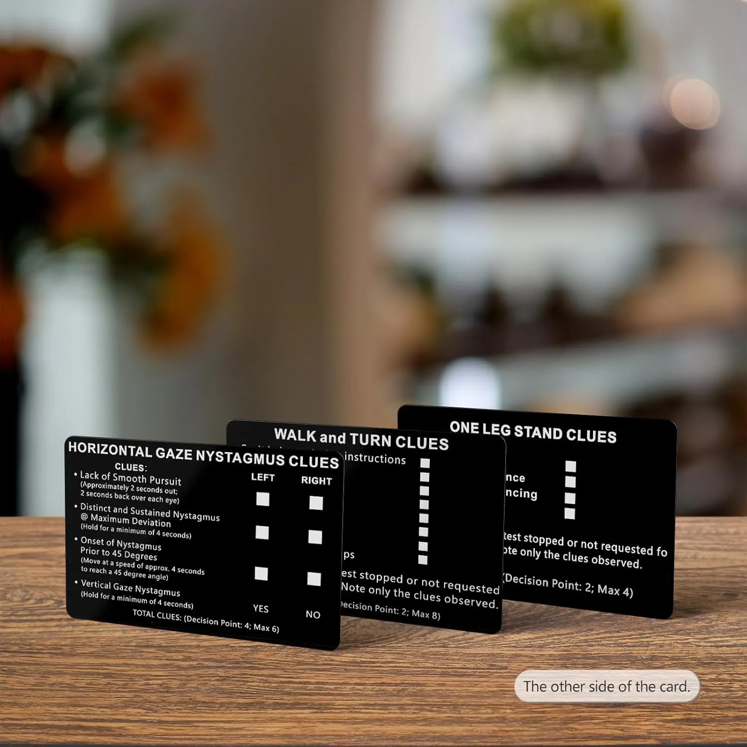 3 PCS/Set of Metal NHTSA SFST/HGN Checklist Cards, Standardized Field Sobriety Test Instruction Card - Walk and Turn, HGN, One Leg Stand, Law Enforcement, Trooper, DWI, Police Card