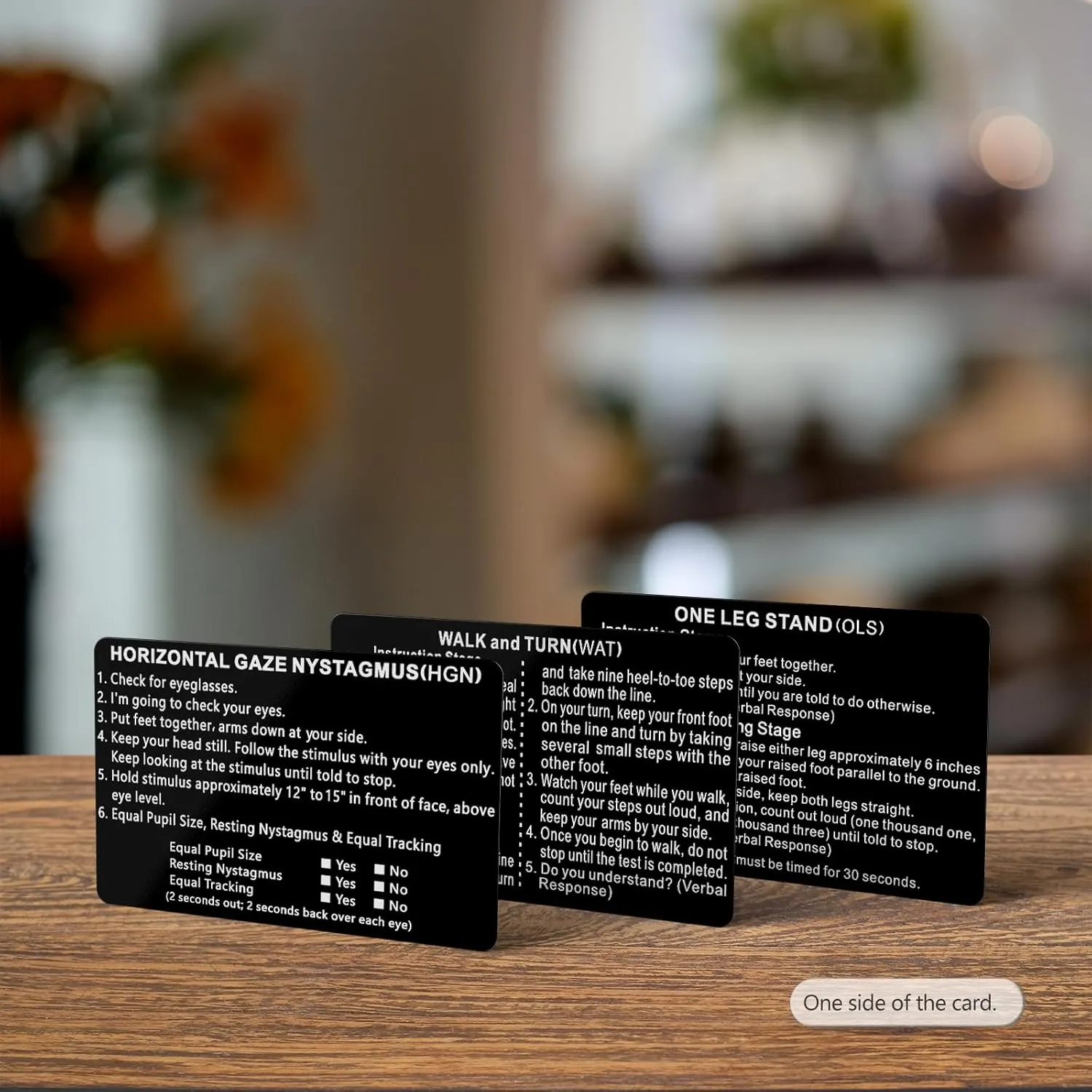 3 PCS/Set of Metal NHTSA SFST/HGN Checklist Cards, Standardized Field Sobriety Test Instruction Card - Walk and Turn, HGN, One Leg Stand, Law Enforcement, Trooper, DWI, Police Card