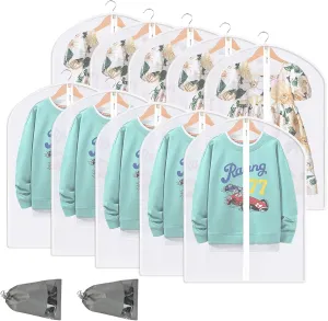 31" Garment Bags for Hanging Clothes, 10 Packs Suit Bags for Closet Storage, Plastic Waterproof Suit Cover Bags with Zipper for Coats, Shirts (Set of 10)