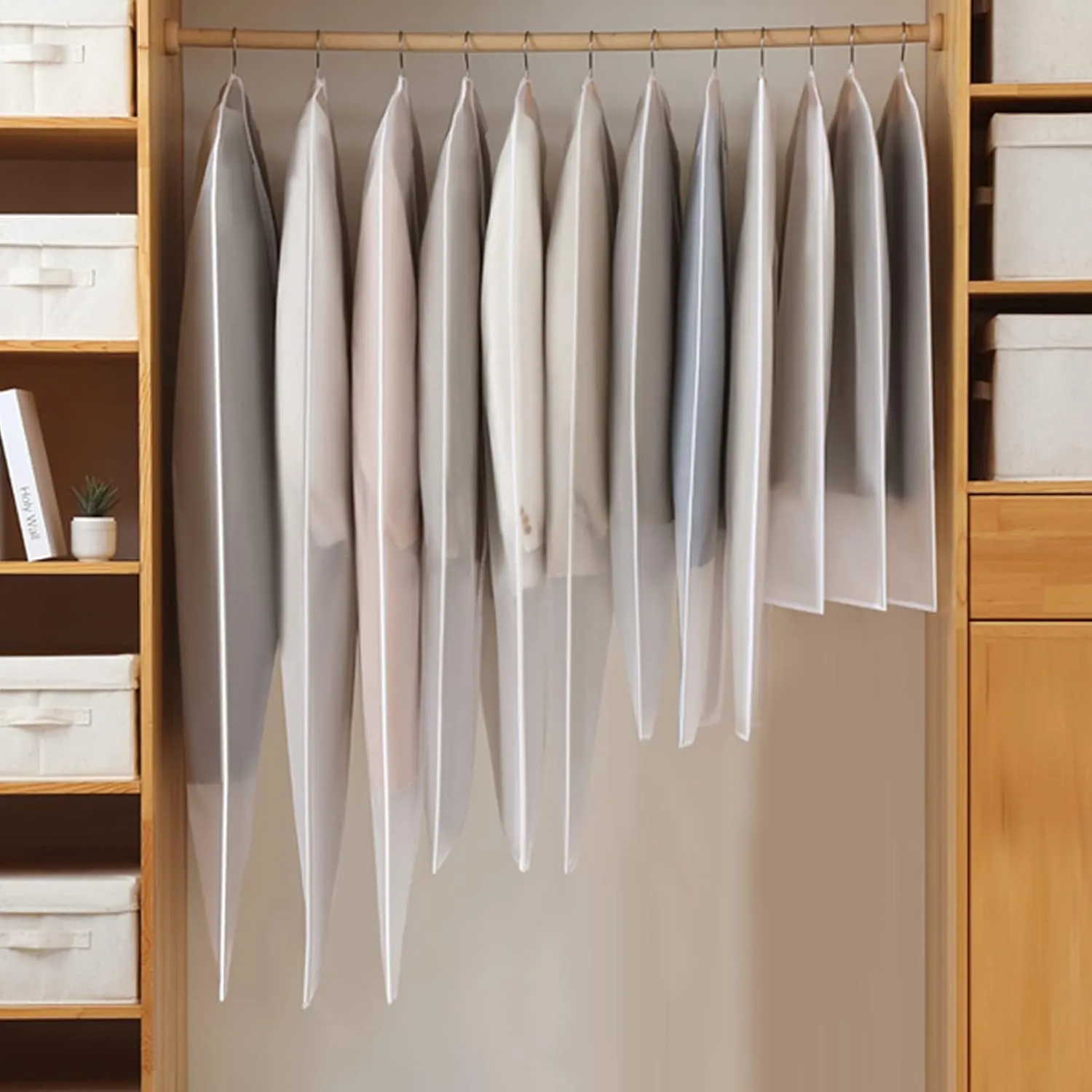 31" Garment Bags for Hanging Clothes, 10 Packs Suit Bags for Closet Storage, Plastic Waterproof Suit Cover Bags with Zipper for Coats, Shirts (Set of 10)