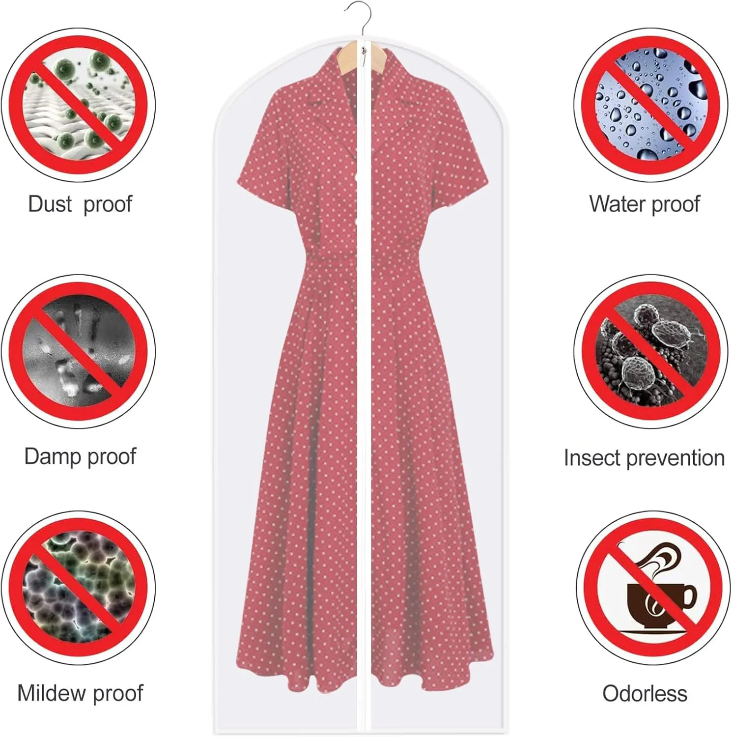 31" Garment Bags for Hanging Clothes, 10 Packs Suit Bags for Closet Storage, Plastic Waterproof Suit Cover Bags with Zipper for Coats, Shirts (Set of 10)