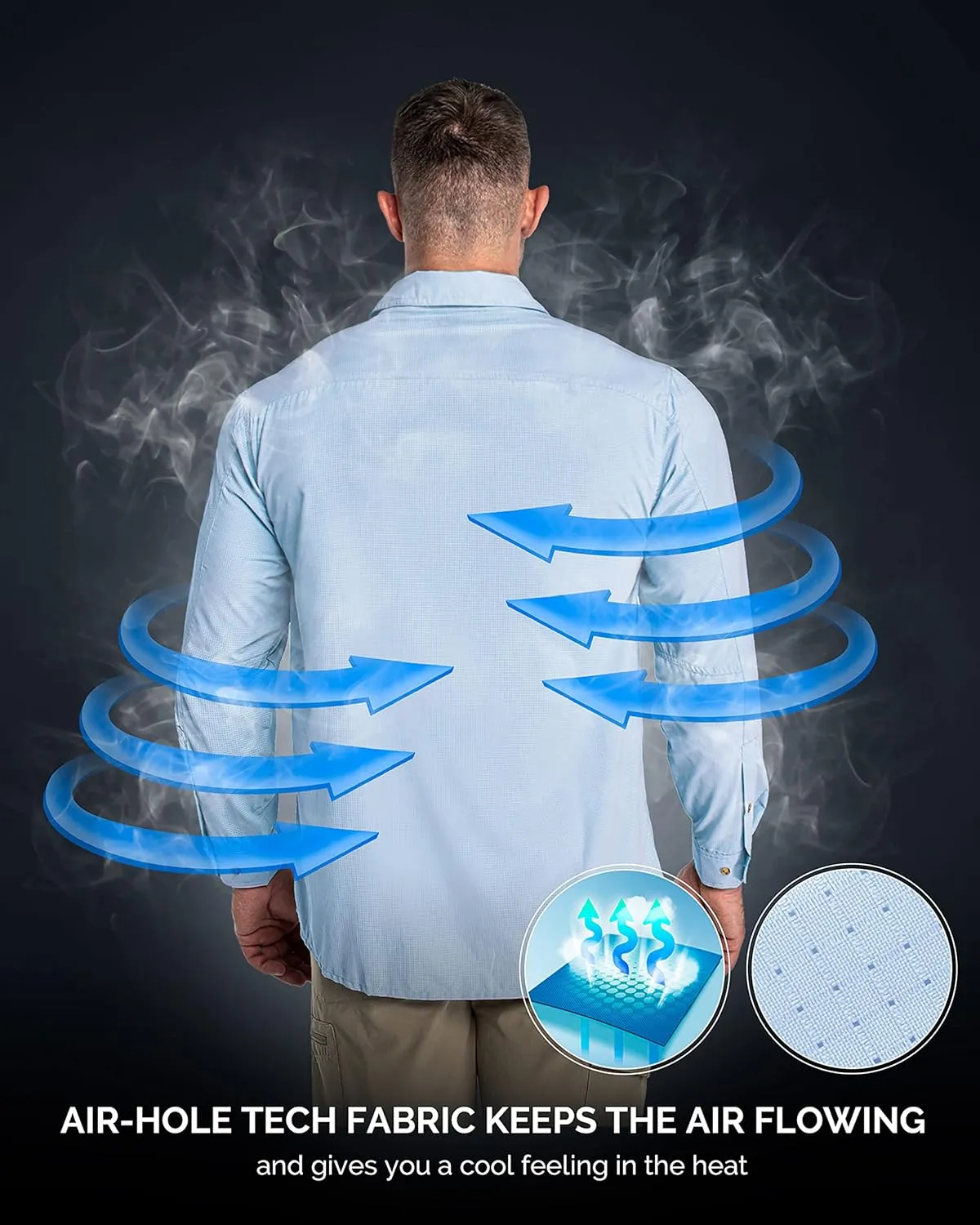 33,000ft Men's Long Sleeve Sun Protection Shirt UPF 50  UV Quick Dry Cooling Fishing Shirts for Travel Safari Camping Hiking