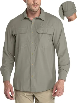 33,000ft Men's Long Sleeve Sun Protection Shirt UPF 50  UV Quick Dry Cooling Fishing Shirts for Travel Safari Camping Hiking